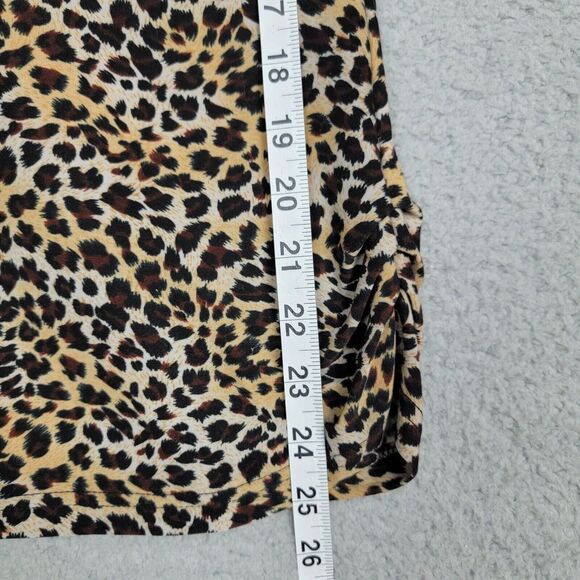 C. Oliver Blouse M Leopard Print Cold Shoulder Stretchy Silver Bead Embellished - Picture 7 of 16